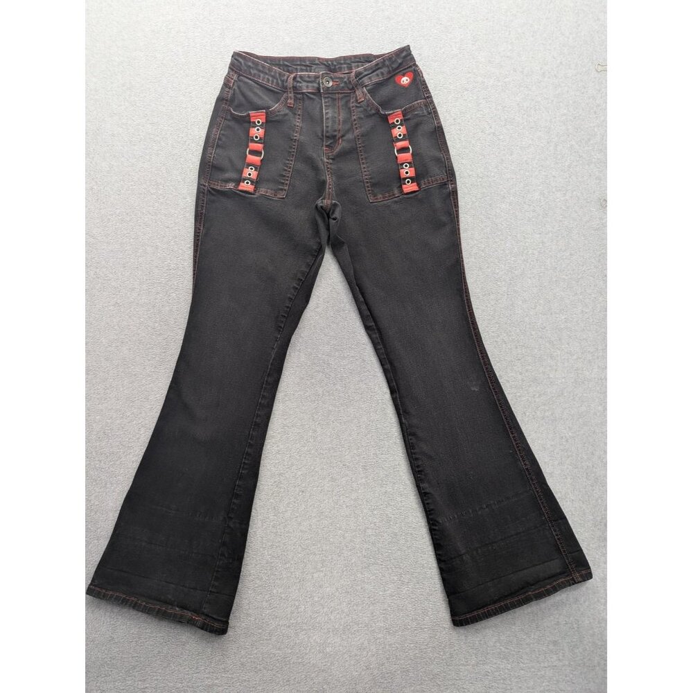 Skelanimals Jeans Womens 9 Flare Goth Emo Punk Heart Skull Accents 2022 Pants